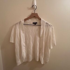 Notations white short sleeve knit sweater